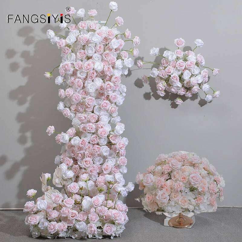 5D Luxury Pink White Wedding Backdrop Arch KT Board Decor Floral Arrangement Floor Flower Row Party Event Props Window Display Y260130