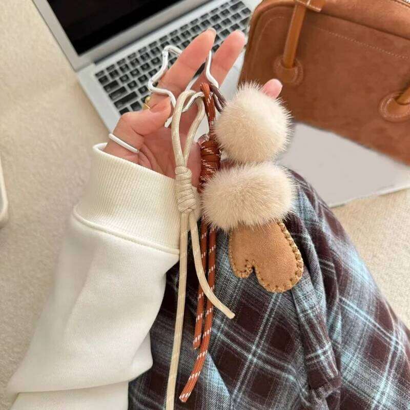 New Keychain Women Fashion Accessories Mobile Phone Bag Pendant Mitten Girls Key Ring Z260130
