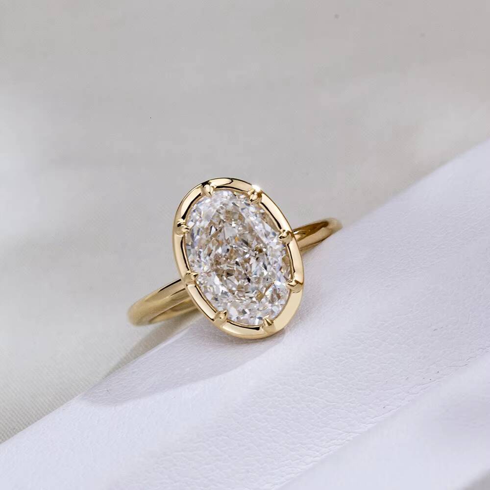 MSR-2014 Fashion Engagement Ring 18k Gold Solitaire Ring Oval Cut 32ct D VS1 Lab Grown Diamond Ring