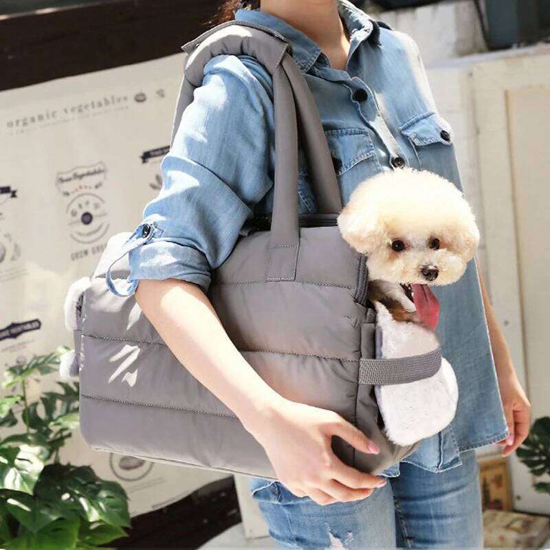 Handle For Puppy And Cat Winter Carrier Windproof Portable Pet Travel Bag With Warm Mat 26H0130
