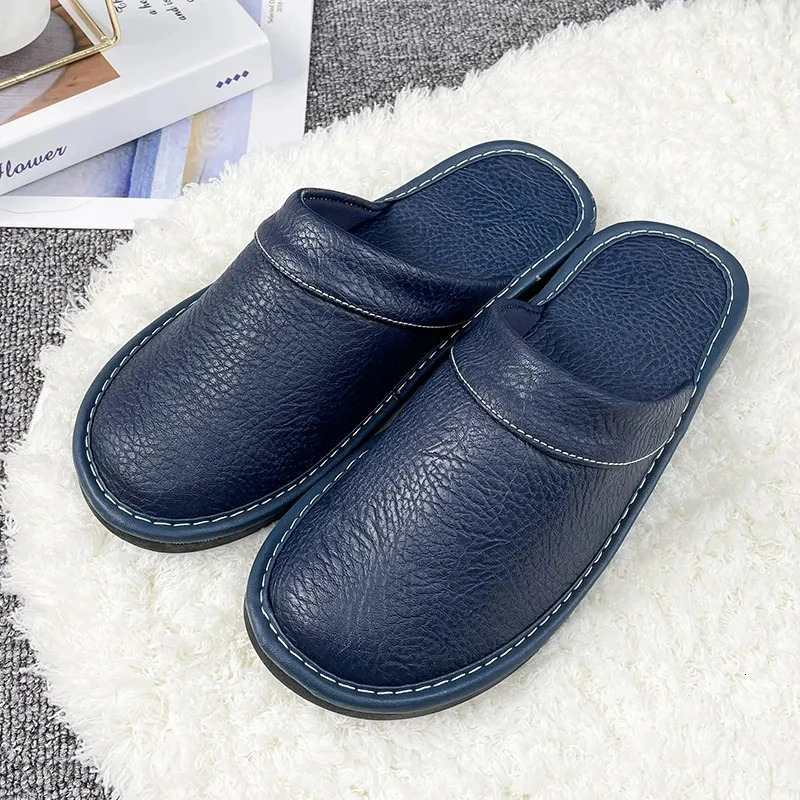 Plus Big Size 47 48 Unisex Genuine Leather Slippers Waterproof Indoor House Shoes Men Slippers Man Women Slippers 260124