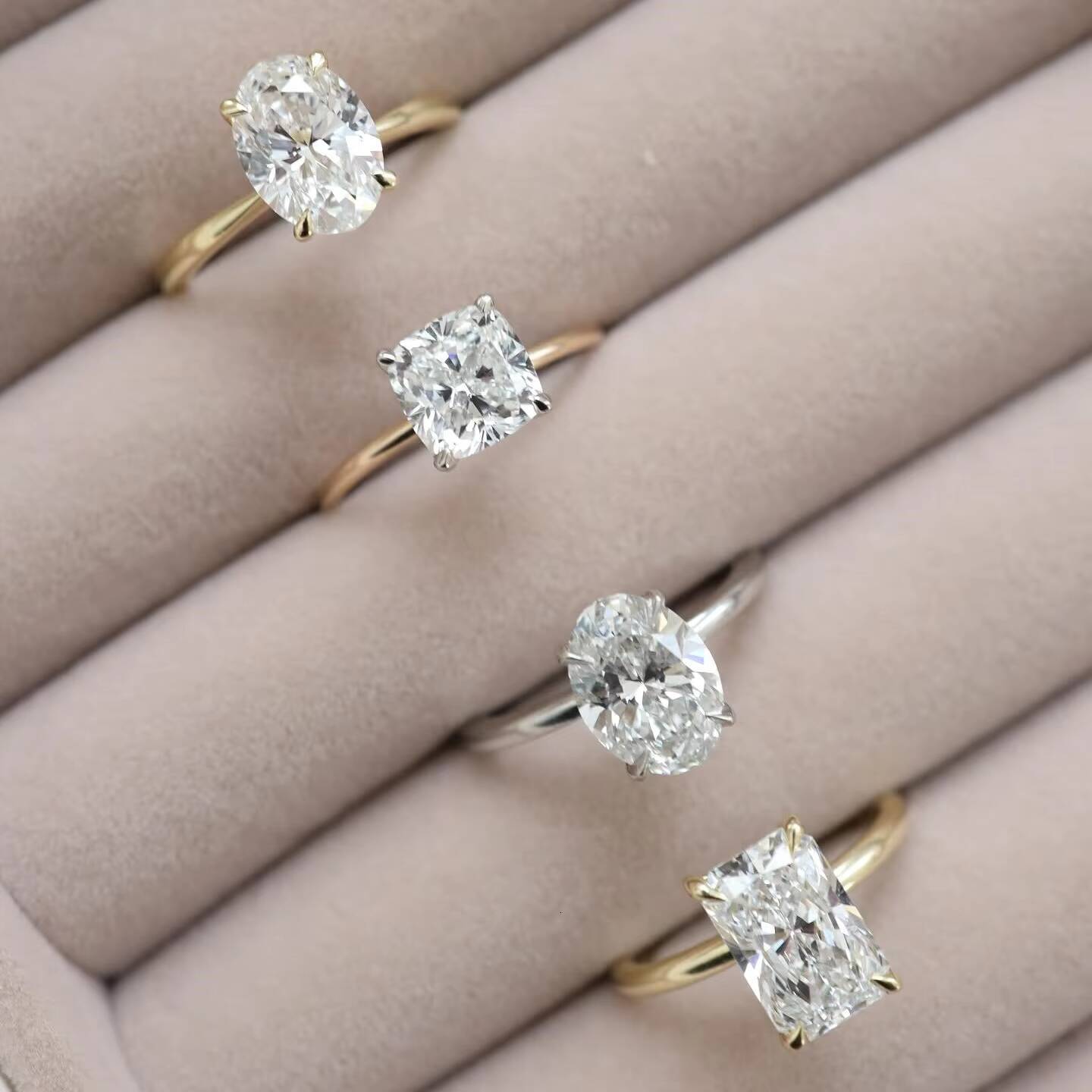 Custom GIA IGI Cvd HPHT Lab Grown Diamond 10k 14k 18k Solid Gold White Gold Rings Wedding Engagement Ring for Men Women