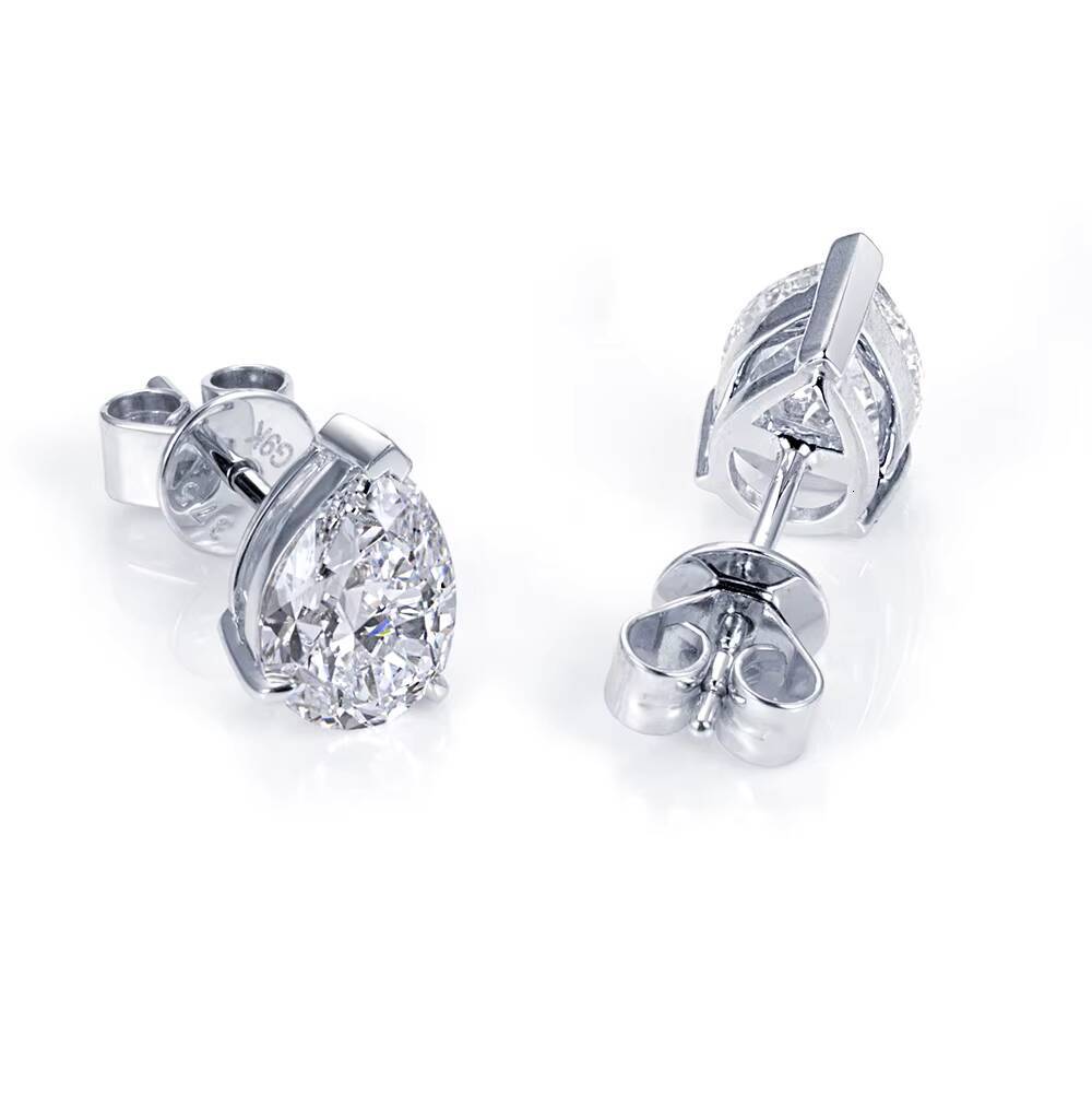 Ready to Ship MSE-513 9K White Gold 1ct Pear Cut Lab Grown Diamond Stud Earrings