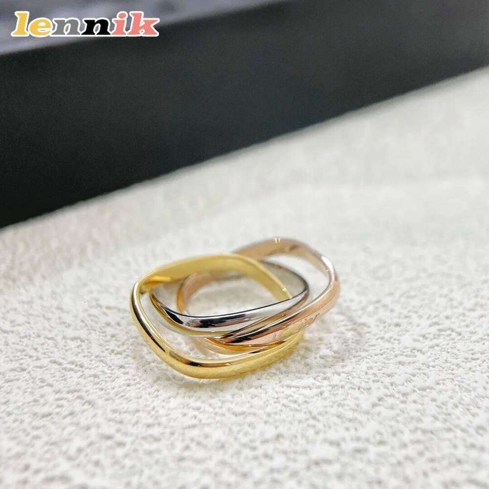 Lennik Stylish 2025 New Square 3-Color 3-Ring Ladies' Ring, Full High-End Feelings, A Choice of Fashion Jewelry. XJ260130