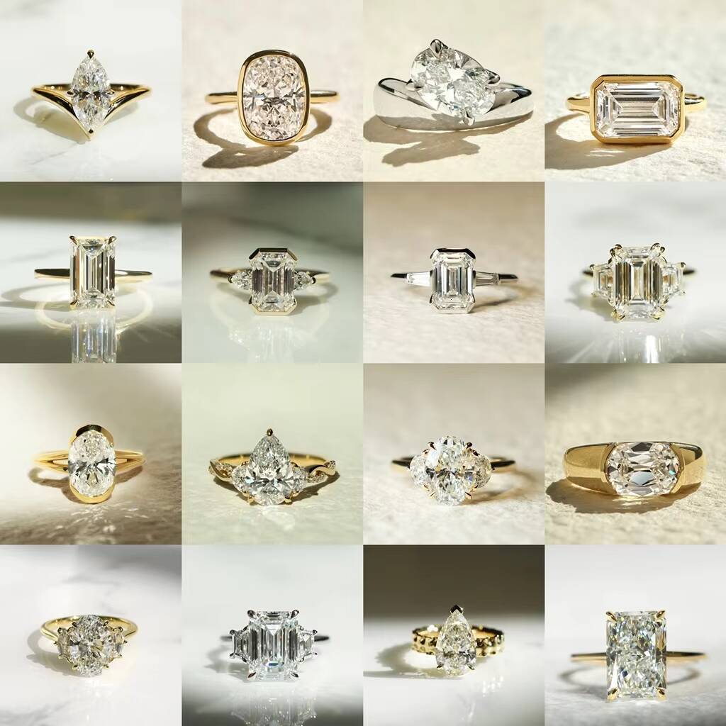 Wholesale GRA Certified 14k 18k Solid Gold D VVS1 Emerald Cut Moissanite Ring Women Engagement Wedding Anniversary Gift