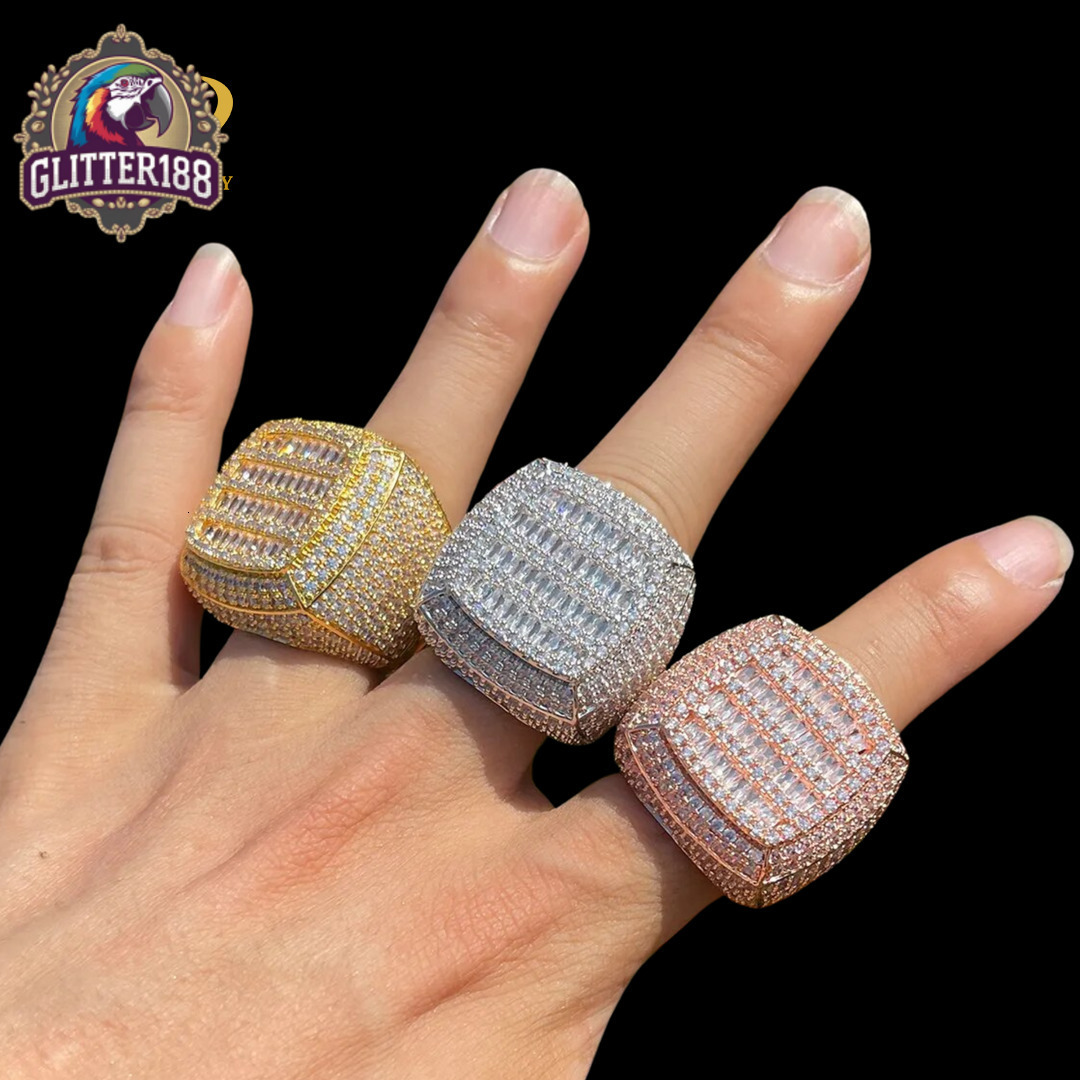 Custom Hip Hop Fine Jewelry Mens Iced Out Ring 925 Sterling Silver Real Vvs Moissanite Diamond Champion Ring for Men