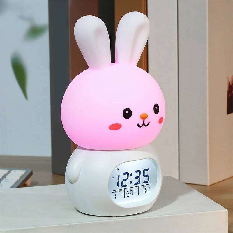 Patting Night Light Alarm Cute Rabbit Multiple MusicBedroom RGB Colorful Pet Clock Student Countdown W260130