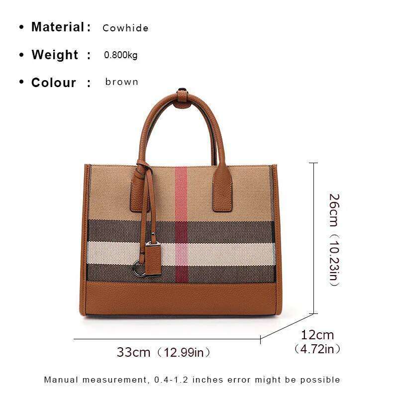 Fashion Plaid Canvas Women's Luxury Tote Handbag Classic Versatile Large Capacity Shoulder Crossbody Bags For Women Bag Z260130