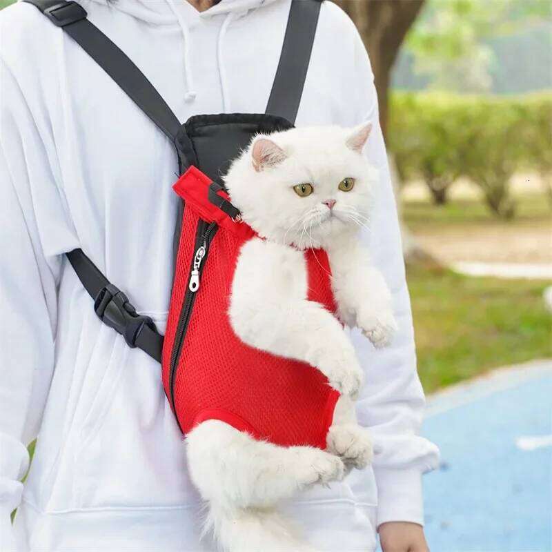 Double Shoulder Breathable Portable Travel Pet Backpack Mesh Carrier Front Bag for Small Dog Cat Outdoor Accessories 26H0130