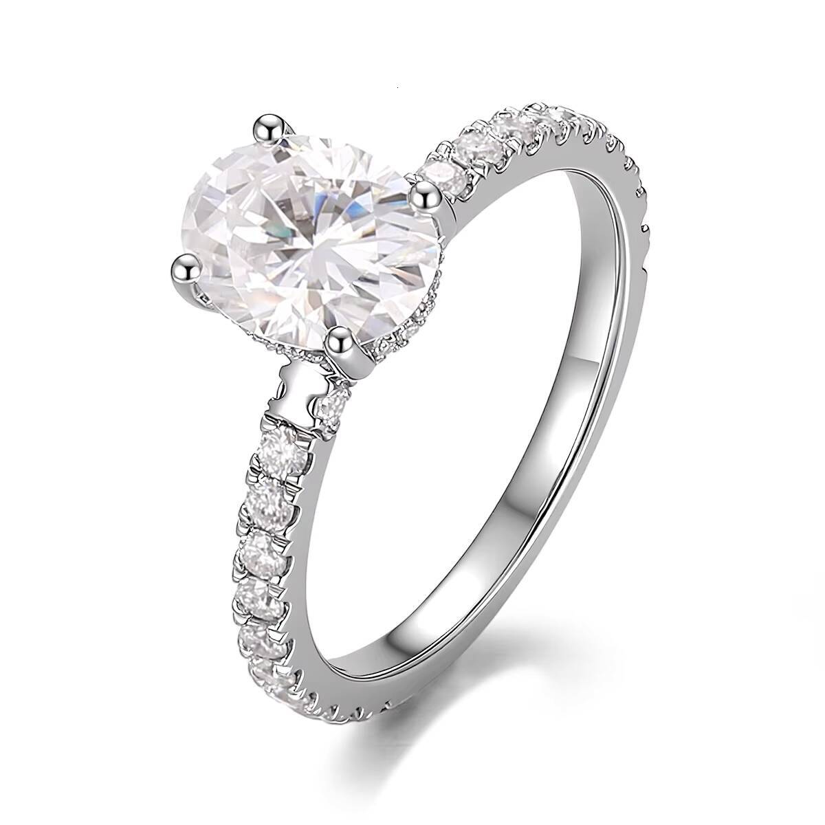 Design 18K 14K Solid Gold DEF Oval Moissanite Diamond Handmade Fine Jewelry Ring Factory Wedding Engagement Rings for Women