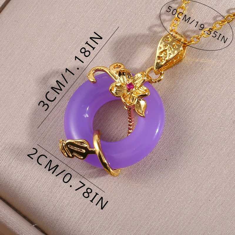 Copper 5 Flowers Tree of Life Leaves and Imitation Jade Pendant Necklaces Give Women A Sense of Luxury and Niche Design Y260130