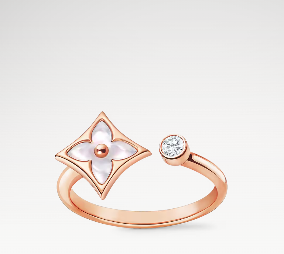 With BOX Luxury classic designer ring for women rose gold square flower crystal diamond vintage band rings jewelry never fade