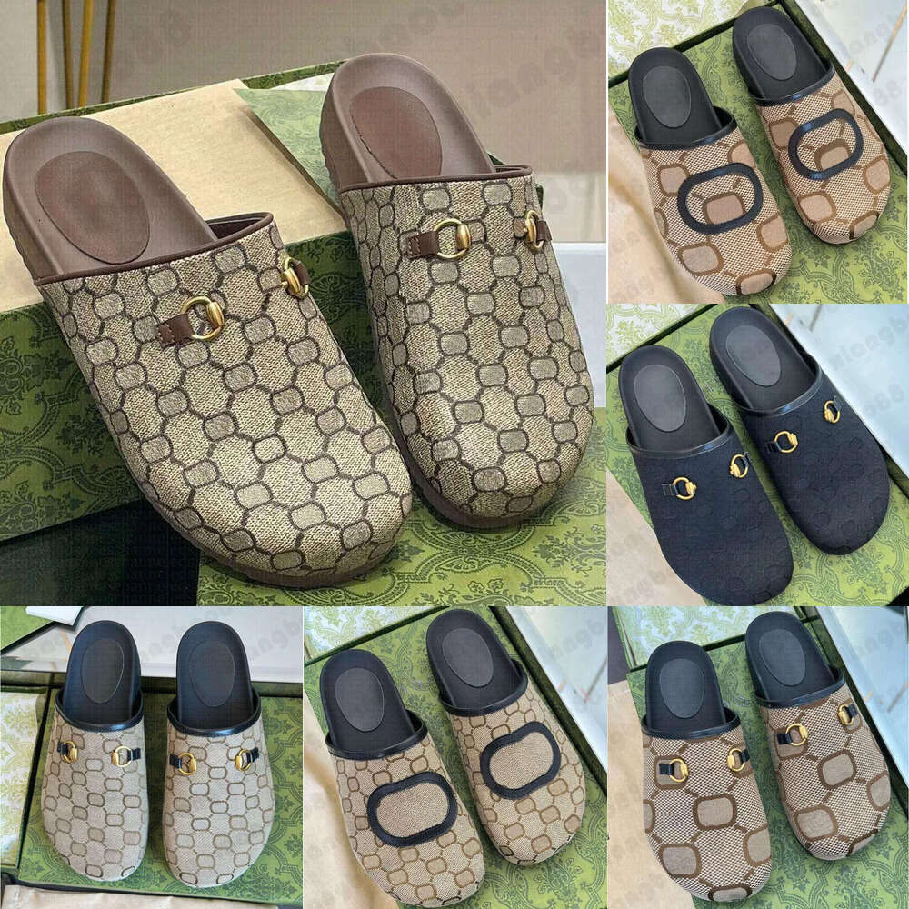 Designers Clogs Horsebit Luxury Slippers Slide Mules Women Ladies Flip Flops Rubber Hollow Platform Sandals Flip Flops Scuffs Lovely Sunny Beach Shoes With Box