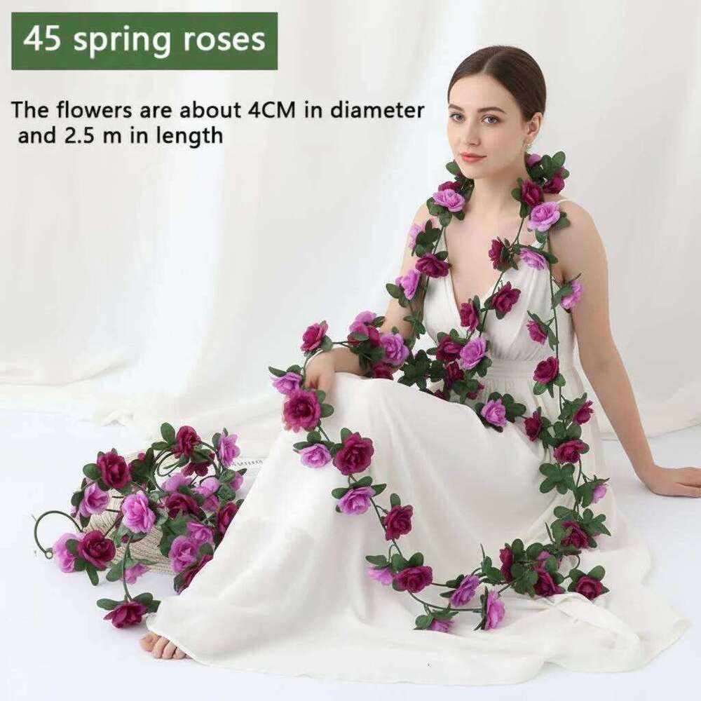 98.4in Artificial Flowers Vine DIY Wedding Decoration 45 Head Fake Silky Rose Flower Home Decor Wall Hanging Garland Plants W260130