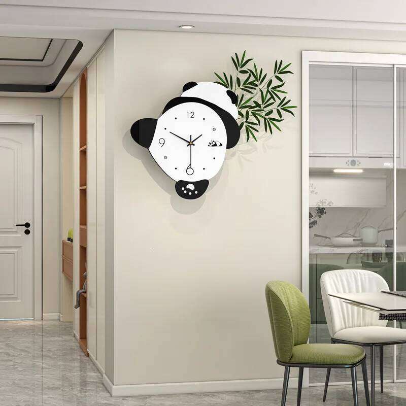Panda , living high-end silent home dining room, clock hanging on the wall, no punching, modern simple decorative W260130