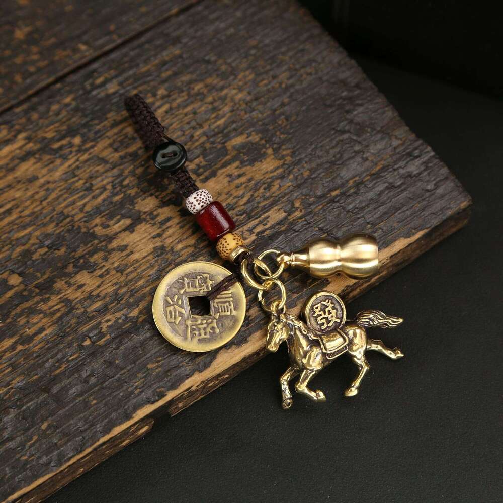 Bag accessories bag charm Brass Instant Wealth Keychain Pendant Car Key, Bag Pendant Chinese Style Gourd