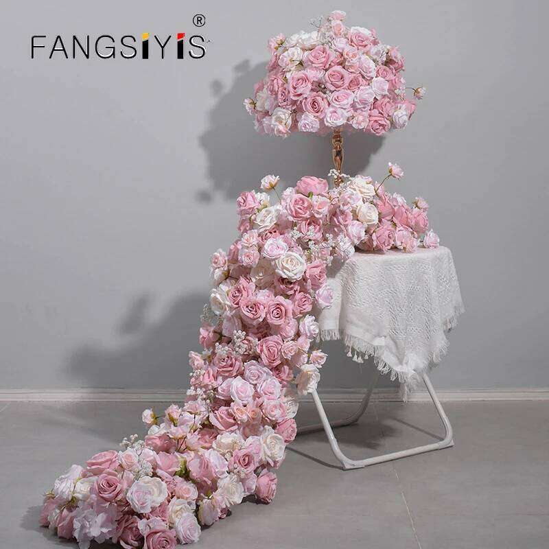 Artificial Flowers Wedding Backdrop Decoration Table Centerpiece Ball Long Runner Flower Row For Sofa Decor Photo Prop W260130