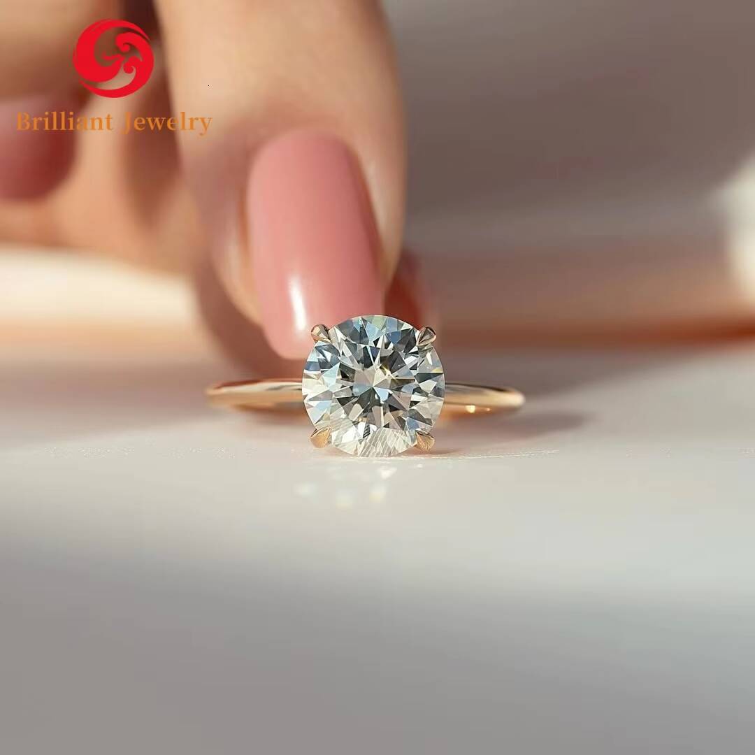 10K White Gold 4 Prong Solitaire Ring Round Brilliant Cut 1CT 15CT IGI CVD Lab Created Diamond Gold Engagement Ring Jewelry