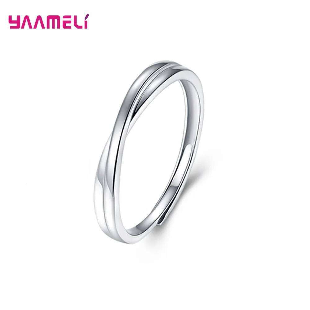 925 Sterling Silver Opening Adjustable Band Promise Couple Ring Set for Women Men Cubic Zircon Inlay Paved Wedding Jewelry XJ260130