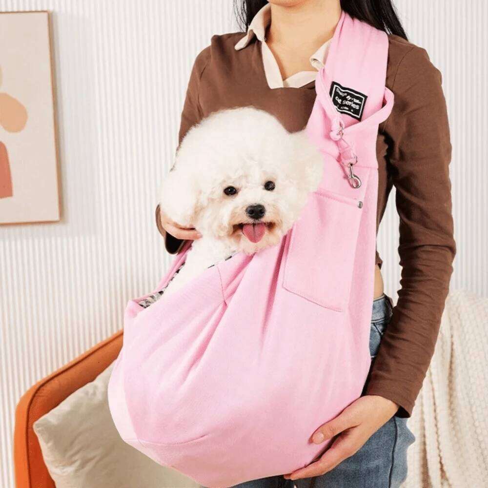 Polyester Shoulder Bag Large Capacity Comfortable Crossbody Pet Carrier Breathable with Safety Harness 26H0129