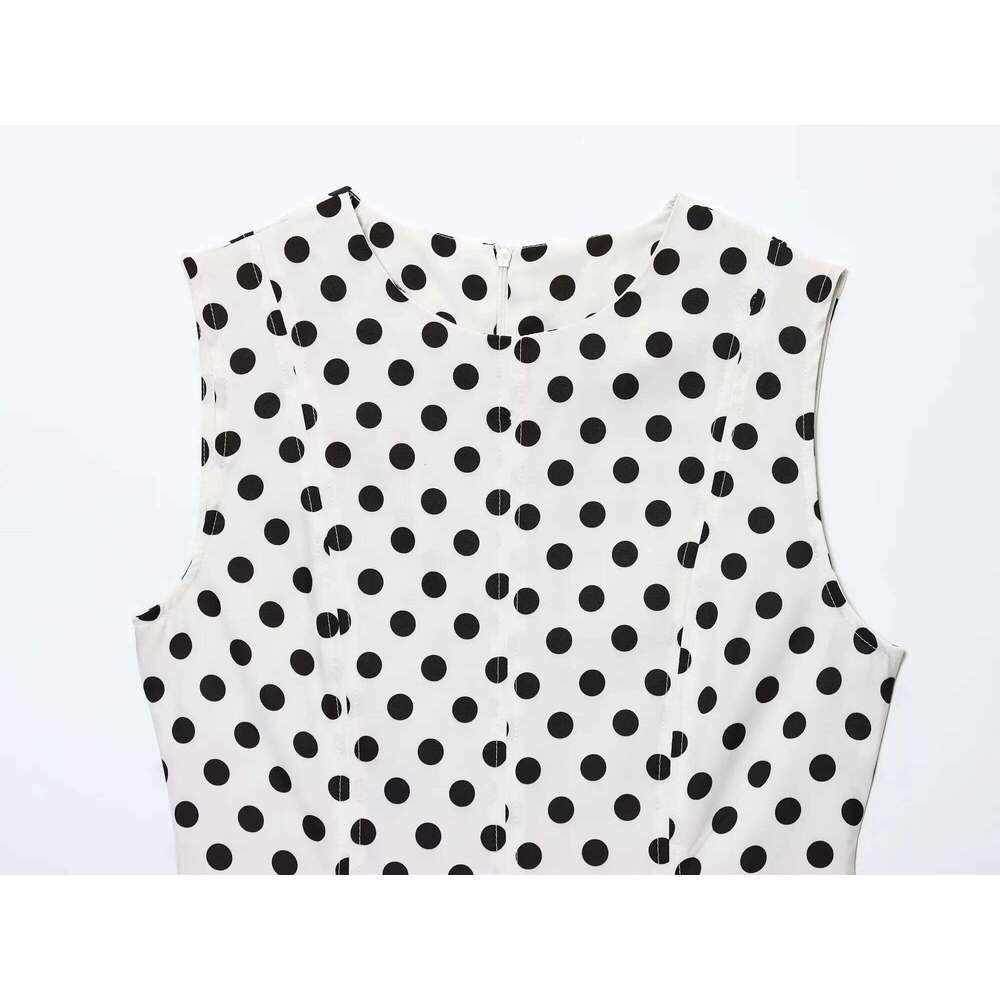 2025 Summer New Arrivals Women's Wear Temperament Elegant Polka Dot Round Neck Sleeveless Dress XJ260130