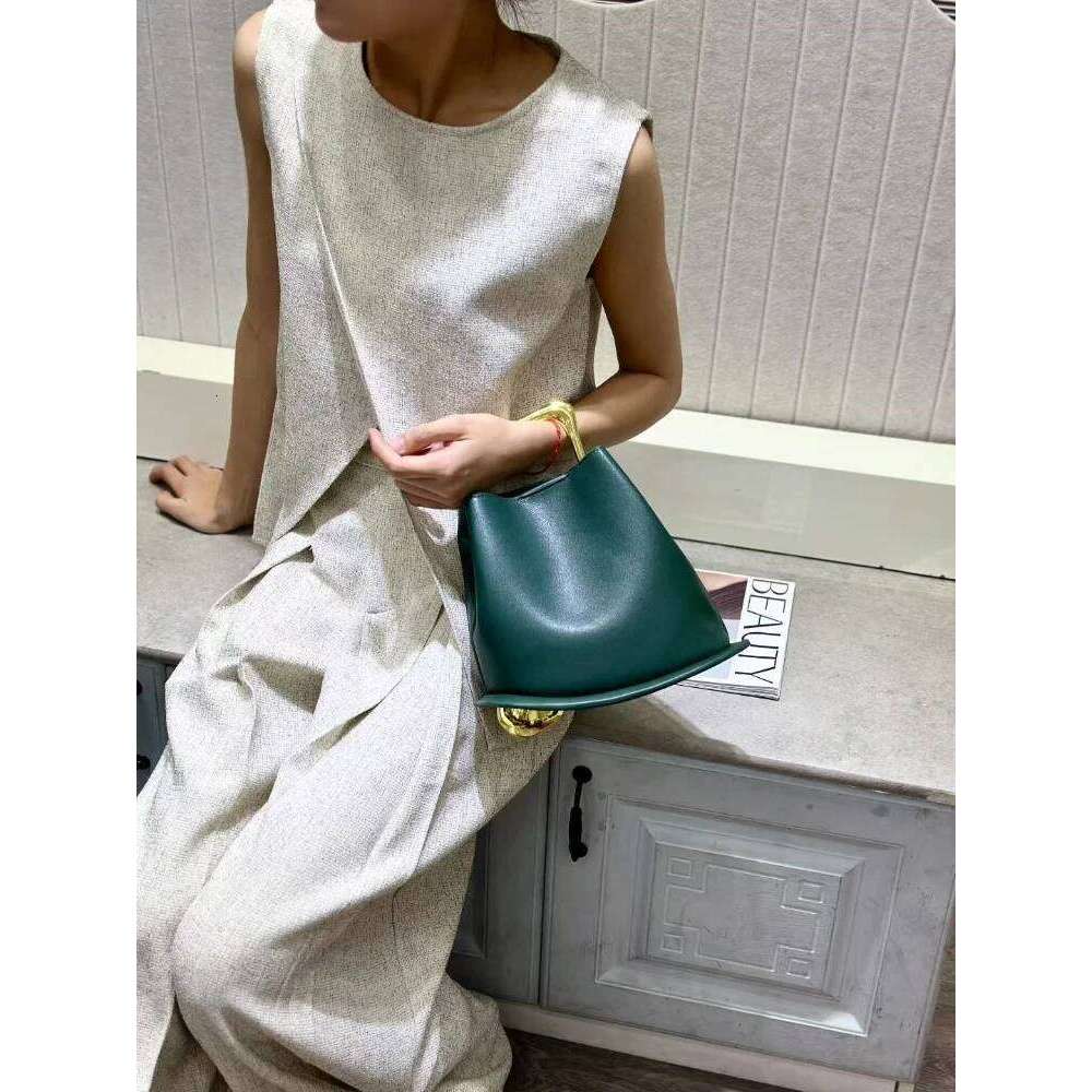 Stylish Irregular Bucket Tote Bag For Women High-End Metal Handle PU Leather Shoulder Crossbody Bags Female Wedding Purse Clutch