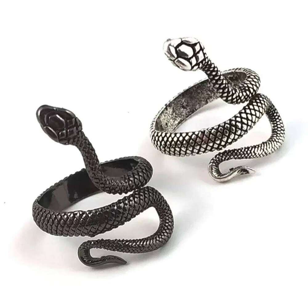 Rings for Men Women Punk Goth Snake Ring Exaggerated Black Plated Gothic Adjustable Party Gift Woman Jewelry XJ260130