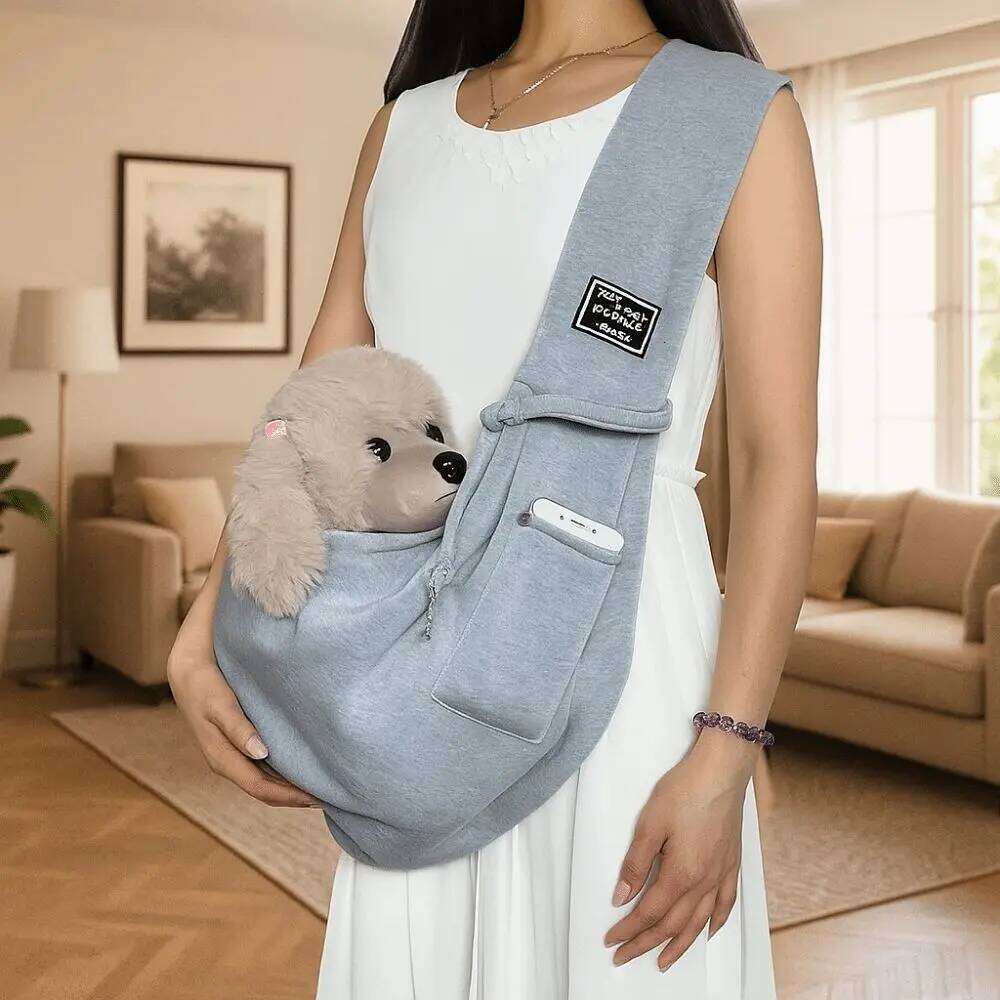 Polyester Shoulder Bag Large Capacity Comfortable Crossbody Pet Carrier Breathable with Safety Harness 26H0129