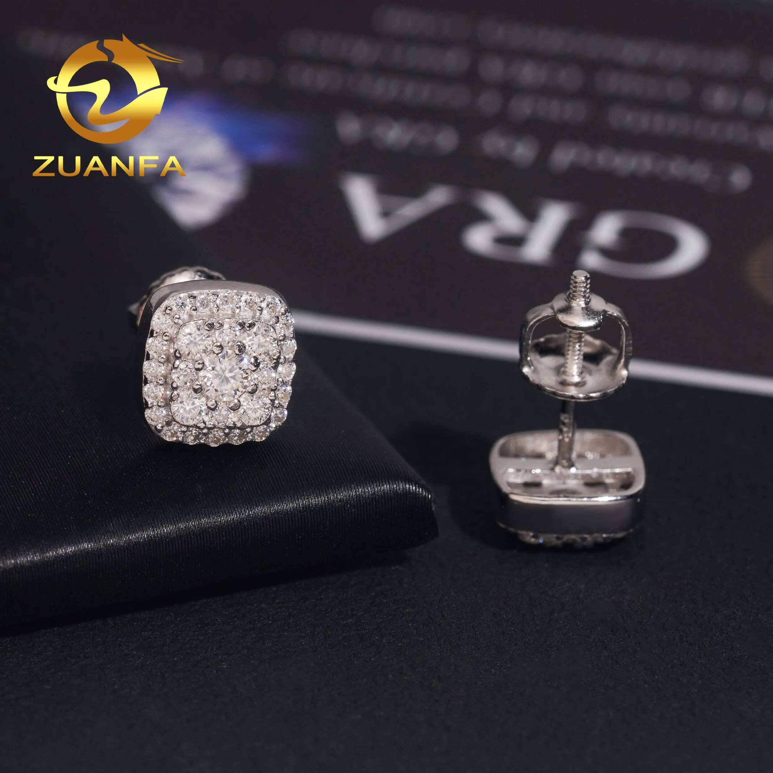 Wholesale Price Fashion Style 8mm Unisex Ear Stud 925 Silver Hip Hop Iced Out Jewelry VVS Moissanite Diamond Stud Earring