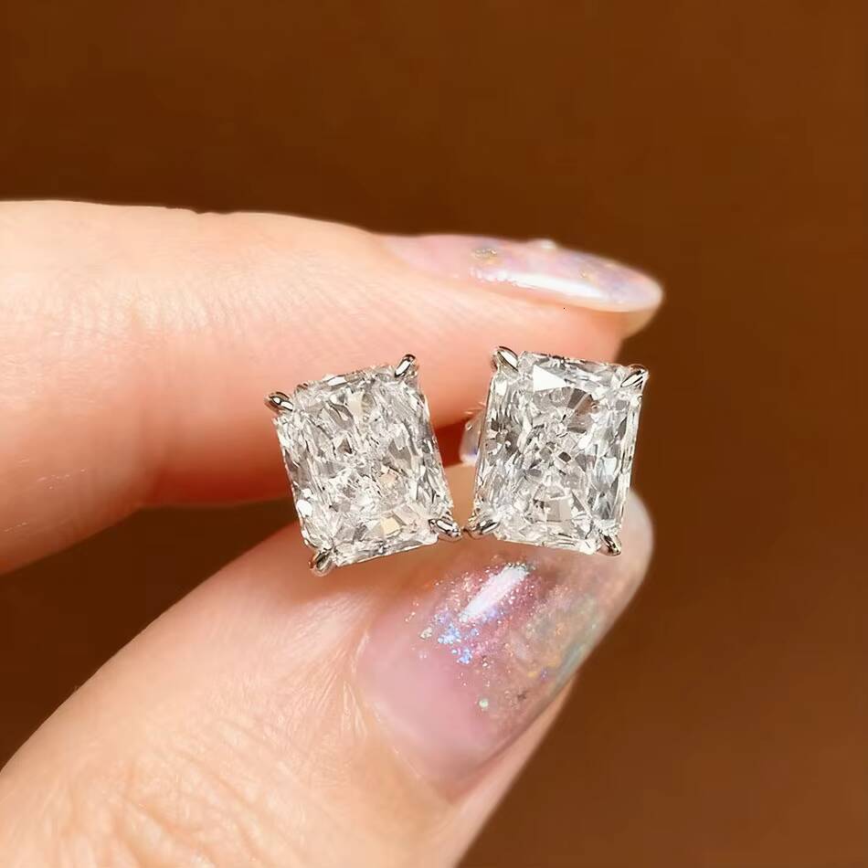 Fashion Jewelry Womens 18K Solid Gold Lab Grown Diamond Radiant Cut IGI Certified Earrings Wholesale Bulk Christmas Huacan