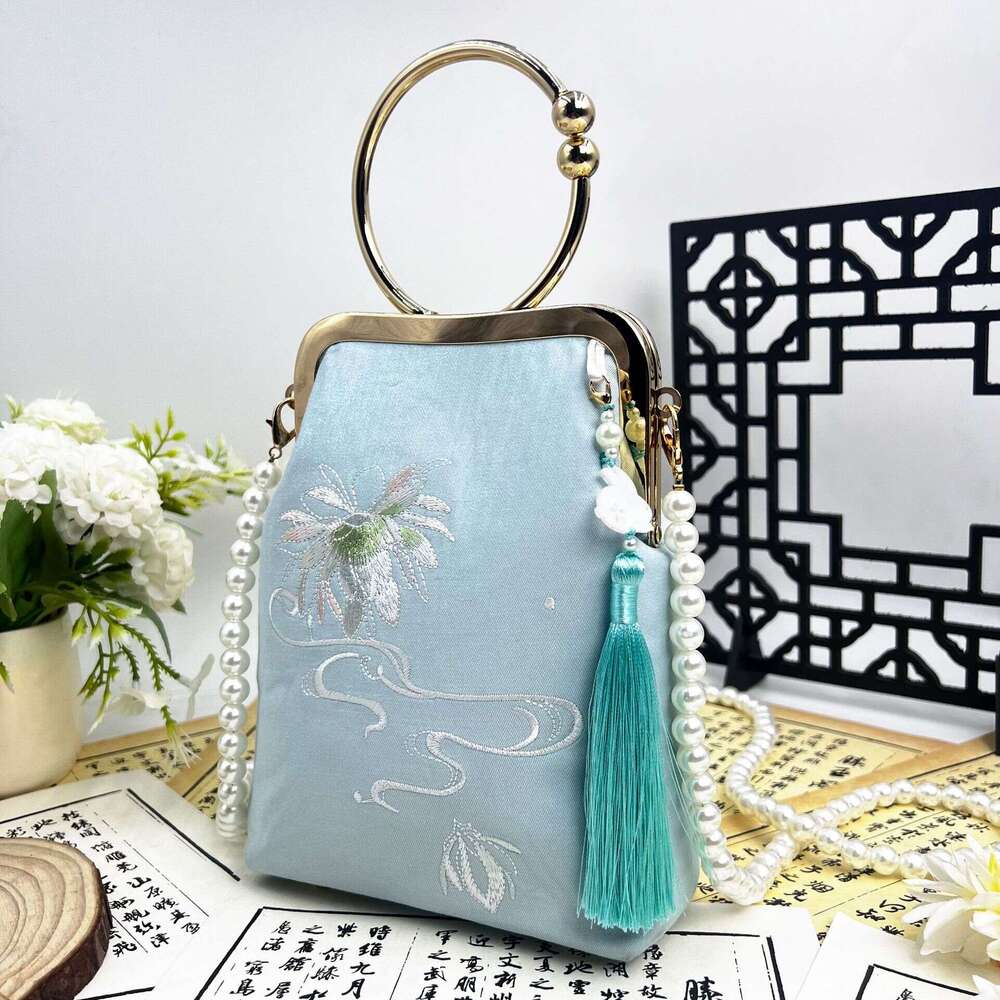 Embroidered Fairy Pearl Crossbody Clutch Phone Bag Ancient Chinese Style Mamian Skirt Handbag MASA