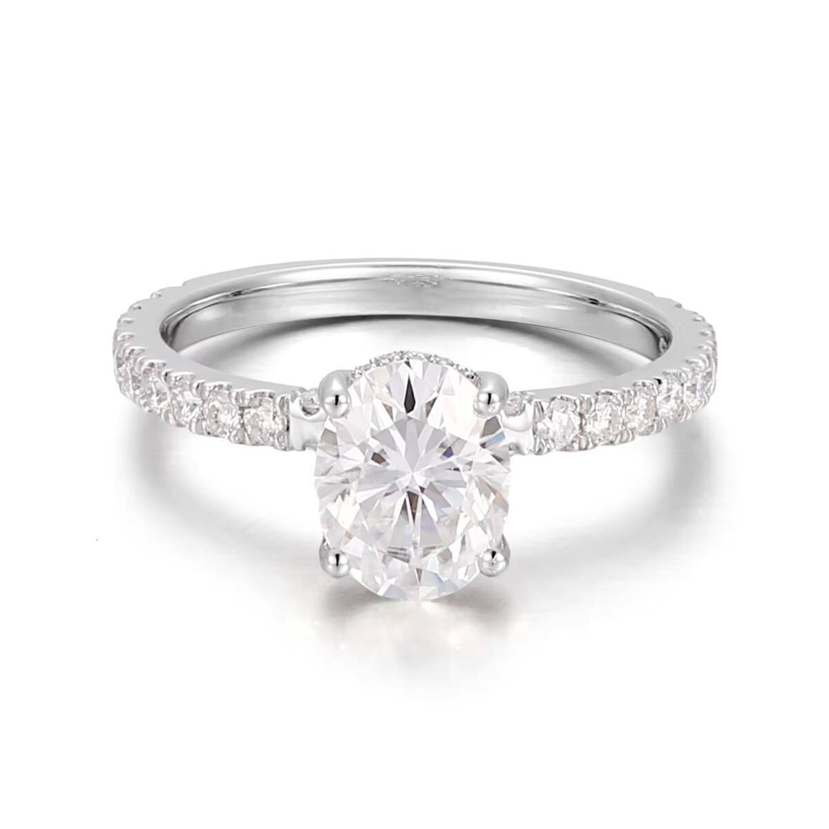 Design 18K 14K Solid Gold DEF Oval Moissanite Diamond Handmade Fine Jewelry Ring Factory Wedding Engagement Rings for Women