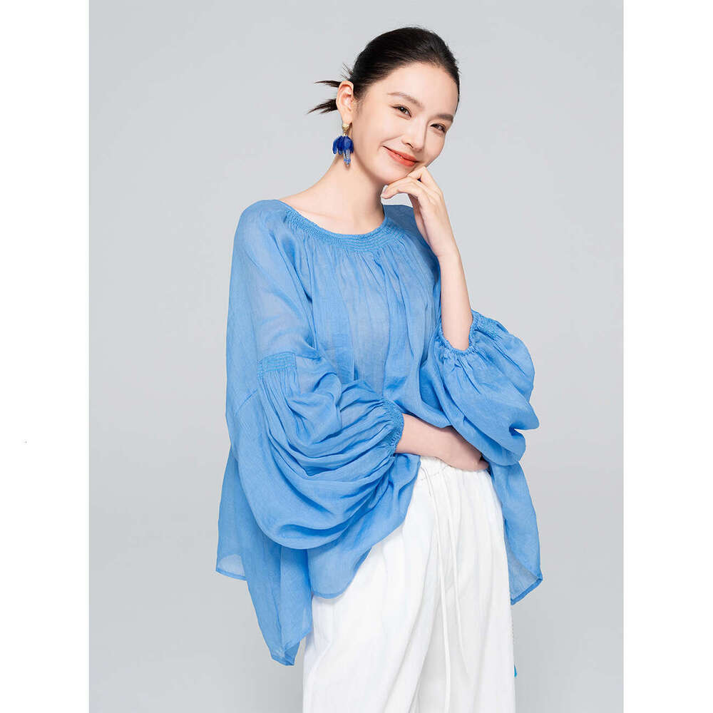 Zhihetang New Chinese Style Linen Artistic Loose Plus Size Women's Top Autumn Casual Shirt LEEGO LENS