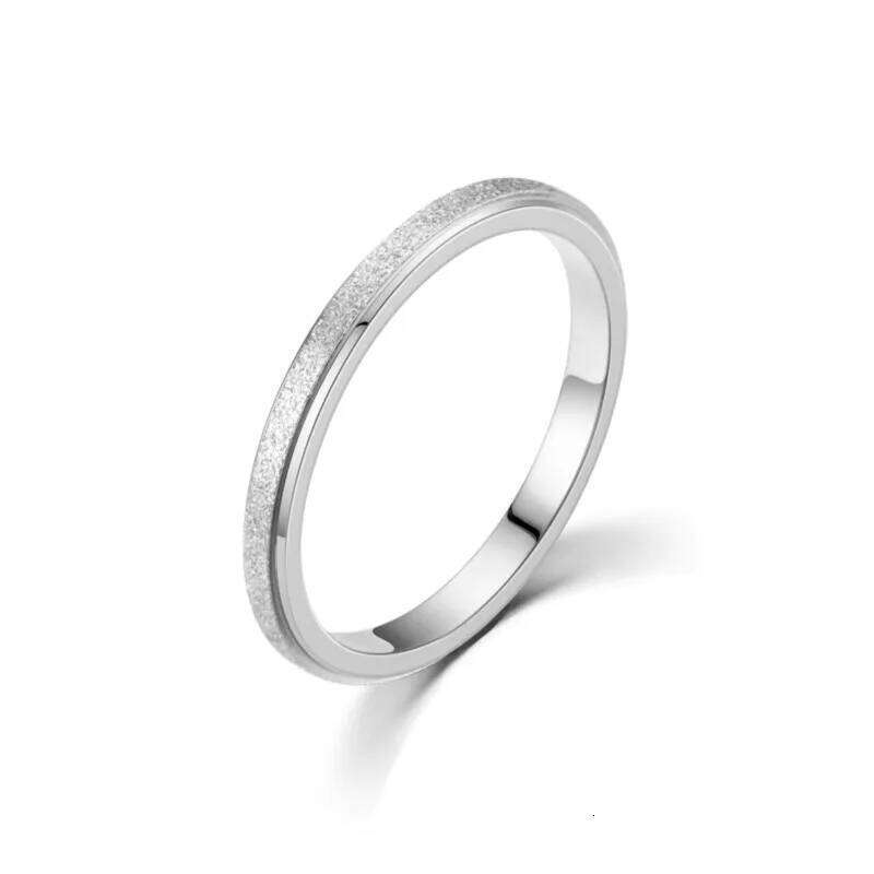 Simple 2mm Woman Men's Couple Gold SIlver Titanium Matte Finished Finger Ring Jewelry for Male Wedding Bands Gift XJ260130