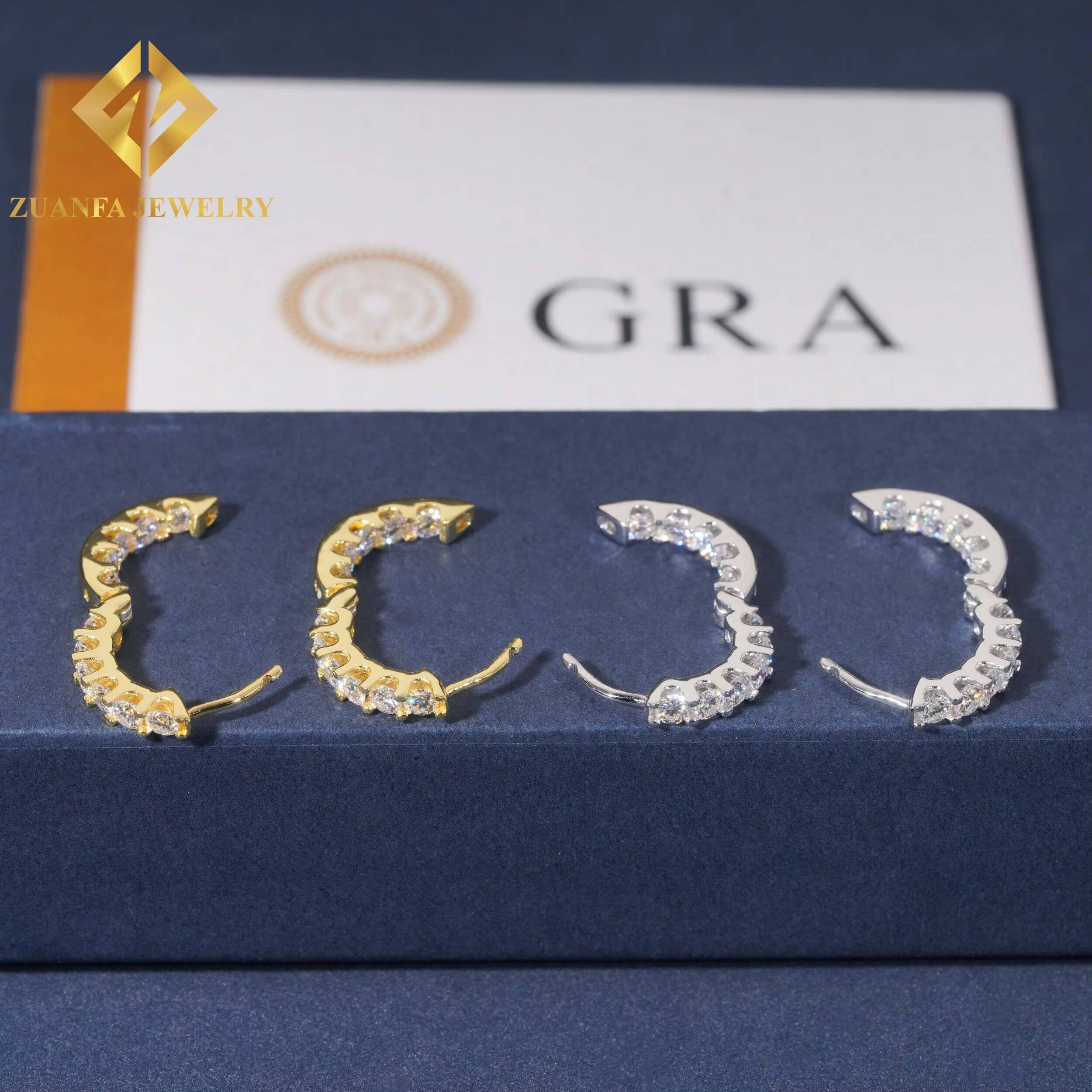 Fashion Women Tennis Earring 925 Sterling Silver VVS Moissanite Diamond Hoop Earring Hip Hop Earring Jewelry for Engagement