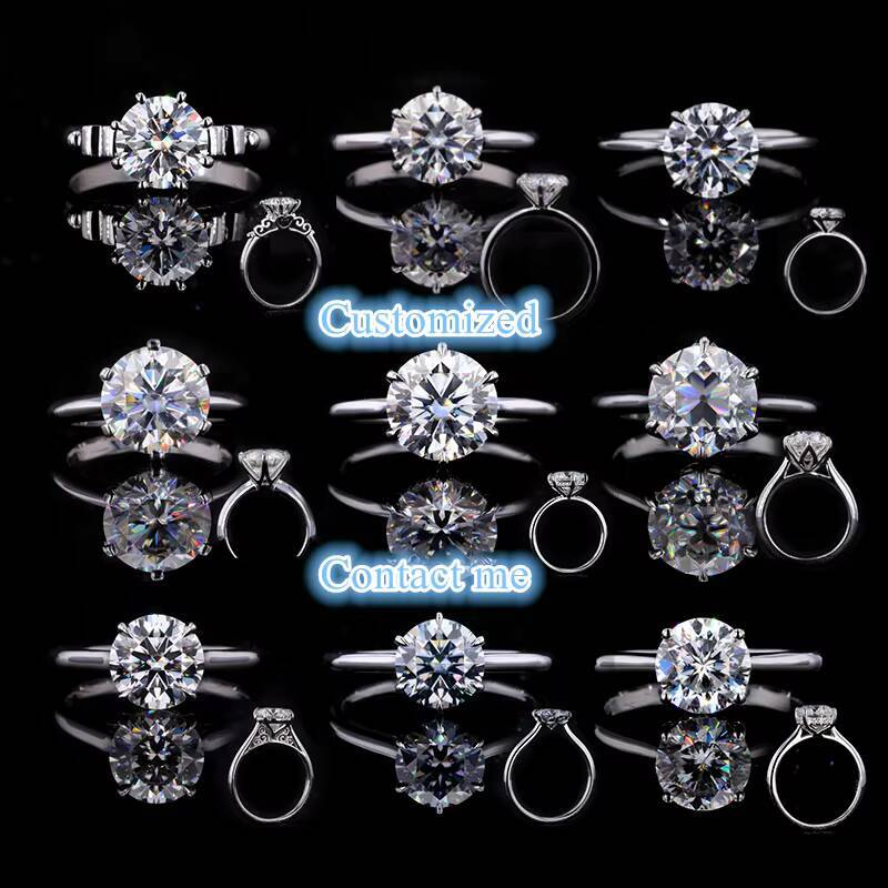 STARSGEM Mossanite Jewelry 14k Solid Gold Eternity Band Engagement Wedding Rings Set