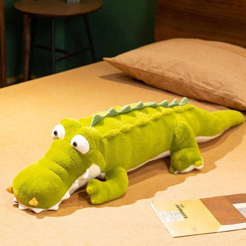 74cm/29.13in Soft Cute Big Eye Lying Alligator Plush Toy Stress Relief Sleep Sofa Cushion Kids Birthday Home Decor Gift Y260128