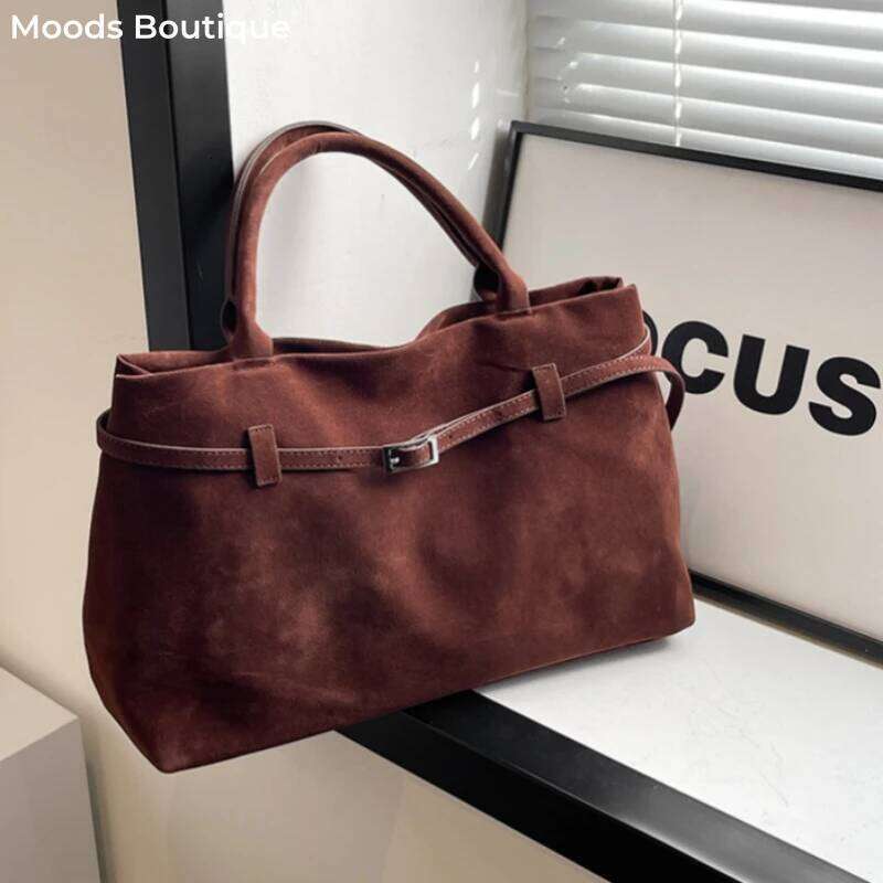 Faux Suede Top-handle Bags For Women 2024 Winter Latest Handbags Luxury Pure Color Big Capacity Shopper Tote Female Z260130