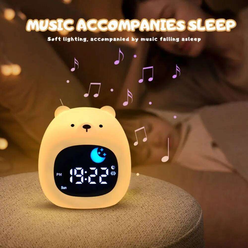 Animal-Shape Alarm Adjustable Cute Sleep Training Clock Home Decor Pat Control Touch Night Light Bedroom W260130