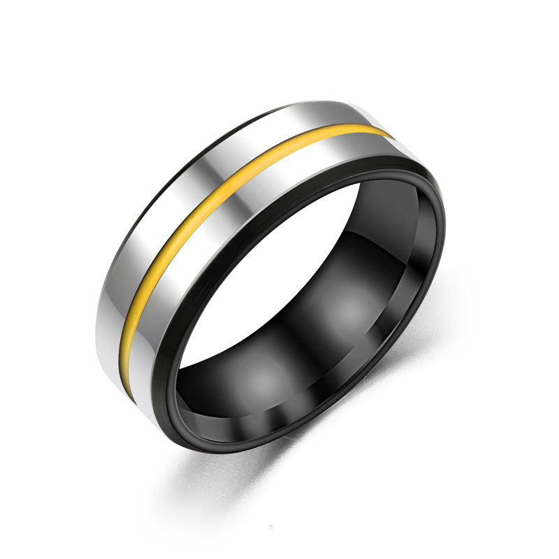 Fashion New Style Beveled Edge Oil Drop Blue Line Domineering Ring Manufacturer Large Sales Volume Discount