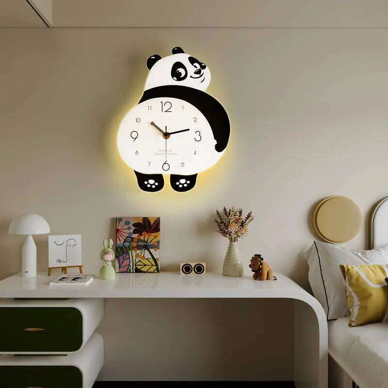Home Decor Wall Clocks 2025 new creative panda living room mute simple modern wall hanging decorative clock watch W260130