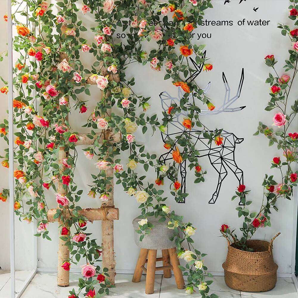 5.9 FT Artificial Rose Garland Fake Flower Vine for Wedding Home Party Garden Arrangement Decor Y260130