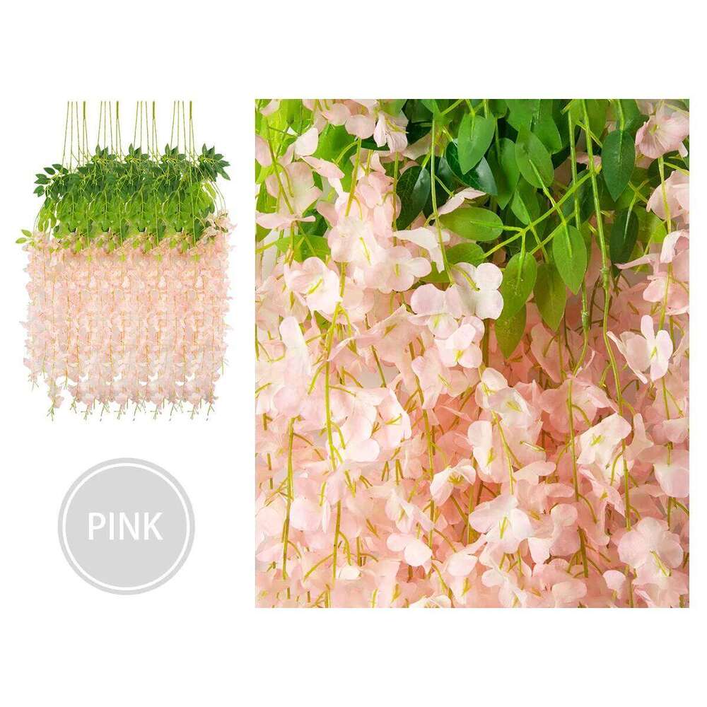 12pcs Artificial Flowers Wisteria Vine Fake Silk Hanging Flower for Wedding Party Garden Outdoor Greenery Home Wall Decor W260130