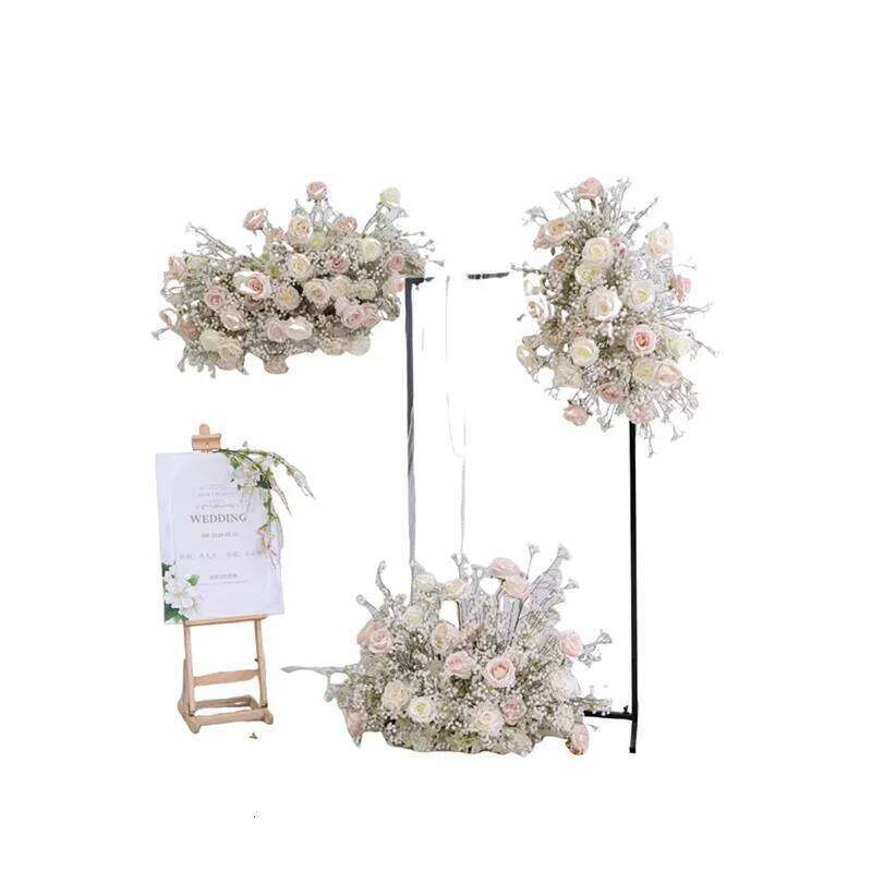 Luxury Rose Babys breath Artificial Flower Row Wedding Backdrop Arch Decor Hang Floral Arrangement Event Party showcase props W260130