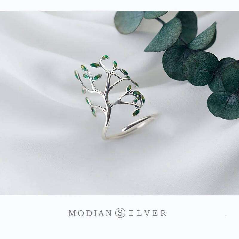 Modian Hyperbole Plant Finger for Women Real 925 Sterling Silver Tree Branch Leaves Adjustable Ring Fine Jewelry 2025 New XJ260130