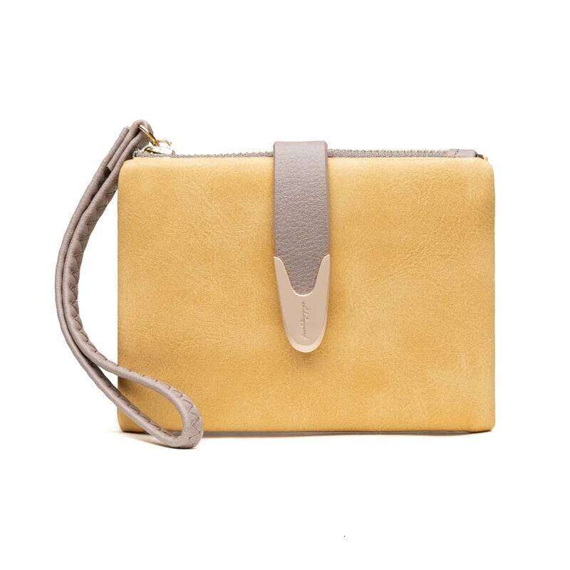 PU leather short small with buckle folding zipper, student coin purse, square matte portable hand-held wallet Z260130