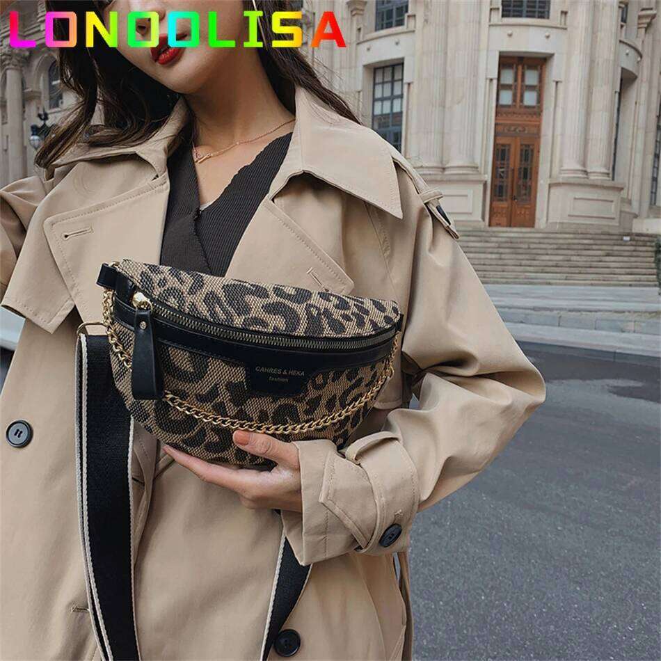 Women's Chain Fanny Pack Vintage Waist Packs Designer Shoulder Crossbody Chest Bag Female Handbags and Purses Ladies Belt Wallet