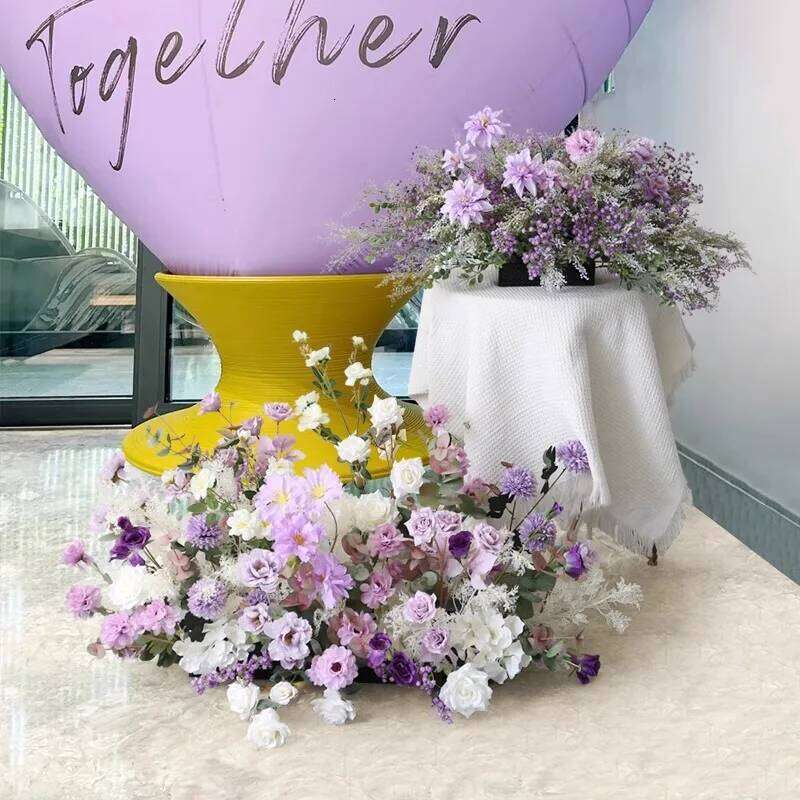 Luxurious Rose hydrangea Flower Row Wedding Artificial Table Floral Commercial Plaza Partition Hotel Scene Layout Floor Flowers W260130