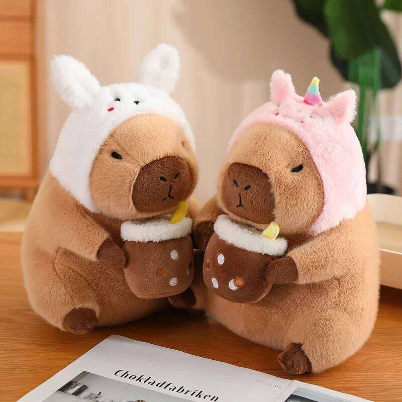 Cute Capybara Plush Toy Stuffed Animals Capibara with Turtle Backpack Kapibala Soft Doll Kids Toys Birthday Christmas Gift Y260128