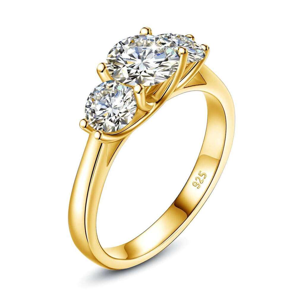Yellow Gold Moissanite Rings for Women Total Is 2ct D Color VVS1Eternity Engagement Jewelry With Certificate Original Trend Gift XJ260130